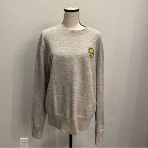 Maison Kitsune Grey Crewneck Sweatshirt Lemon Logo Pullover Unisex Size Medium